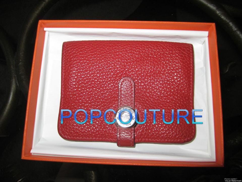 HERMES Dogon Cardcase Wallet Rouge Garance Togo Red SHW PHW Evelyne 