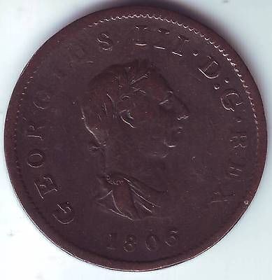 GREAT BRITAIN 1/2 HALF PENNY 1806 GEORGIUS III