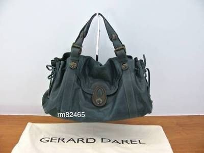 Auth GERARD DAREL Petrol Blue 24 Hour SAINT GERMAIN Buckle Bag