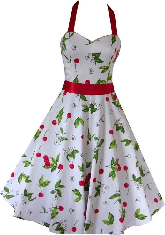 NEW WHITE CHERRY PROM 50s ROCKABILLY WEDDING DRESS 8 18