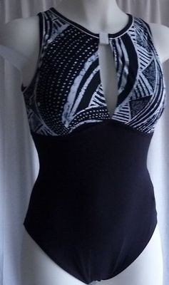 NWT Profile by Gottex Navy Coral Sea High Neck One Piece Swimsuit Sz 8