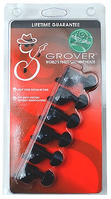 GROVER MINI ROTOMATIC LOCKING TUNERS 6 IN LINE BLACK CHROME NIB