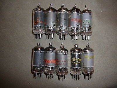 10) 6AU6 vacuum pentode tubes, tested good on Hickok tube tester 