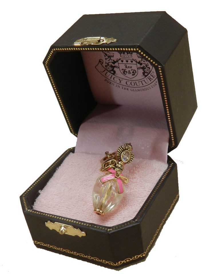    JUICY COUTURE PERFUME BOTTLE BRACELET CHARM GOLDTONE *GIFT BOX* NIB