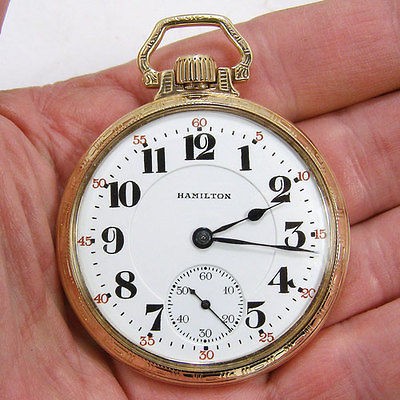 VERY NICE 1919 VINTAGE 21J HAMILTON 992 RR W/BOLD DS DIAL