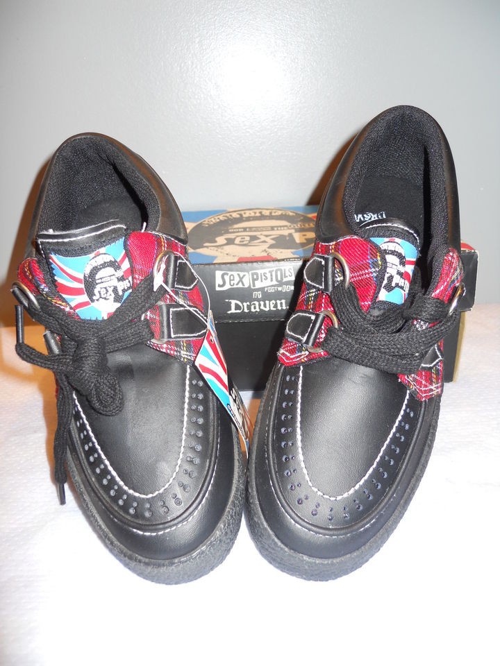 NEW DRAVEN SEX PiSTOLS GOD SAVE QUEEN TARTAN PLAiD SNEAKERS PUNK SKA 