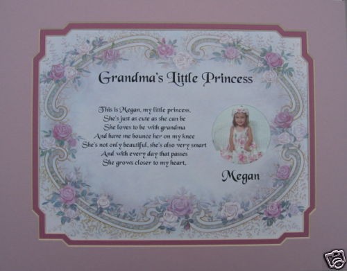 GRANDMAS LITTLE PRINCESS POEM BIRTHDAY, CHRISTMAS, MOTHERS DAY GIFT 