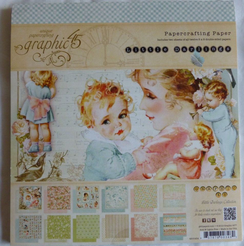 Graphic 45 Little Darlings 8 x 8 Scrapbook Paper Pad 24 Sheets, 12 