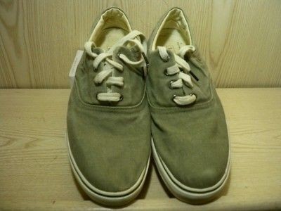 LL BEAN WOMENS sz 8 MOSS GREEN SUNWASHED CANVAS FASHION SNEAKERS