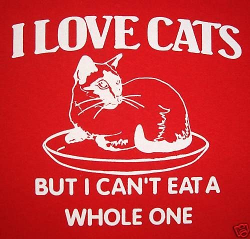 love cats but i cant eat a whole one gag humor offensive crazy 
