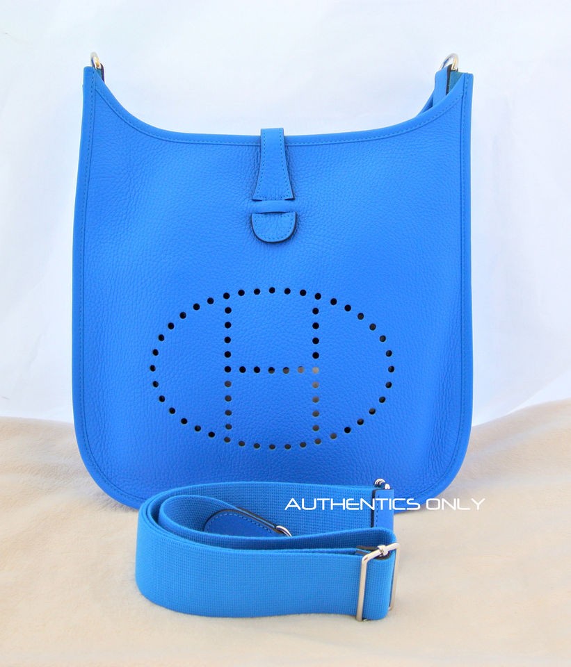 WOW BRAND NEW IN BOX 100% Authentic Birkin Kelly EVELYNE III PM BLUE 