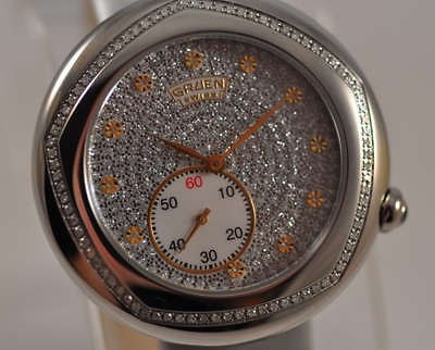 New Exotic Ladies Gruen Swiss GSS23 10 Genuine Diamond Dial Silver 