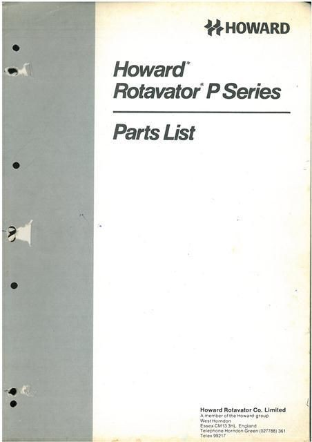 HOWARD ROTAVATOR P SERIES PARTS MANUAL   GTC8A