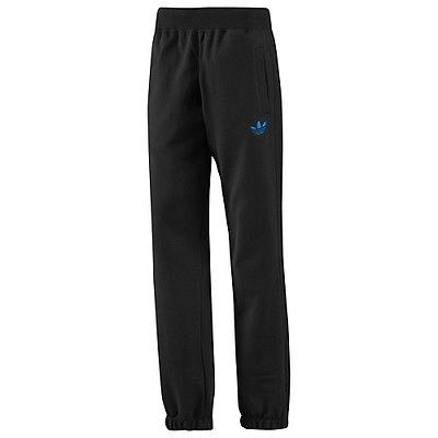 MENS ADIDAS ORIGINALS FLEECE TRACK PANTS BLACK / BLUE [X52495] SZ 