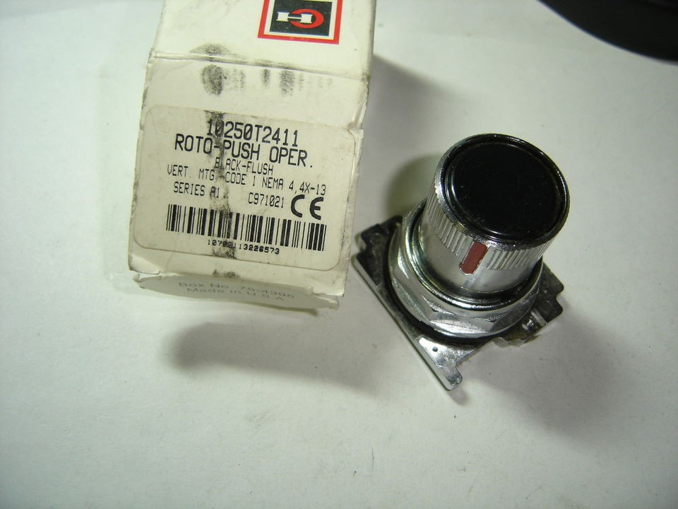 CUTLER HAMMER 10250T2411 ROTO PUSHBUTTON OPER. BLK FLUSH NIB