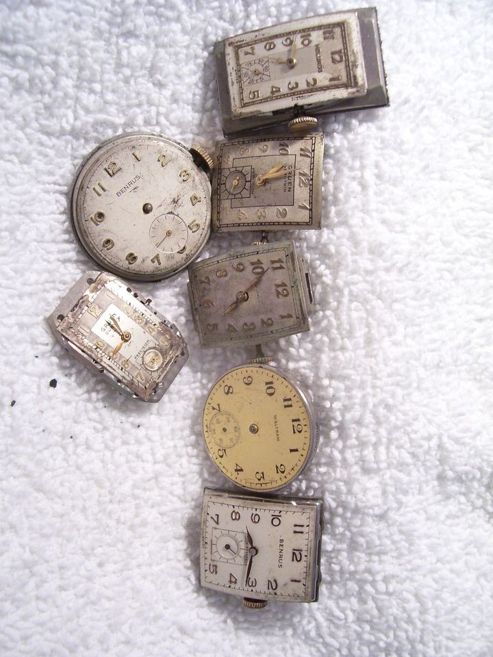 GRUEN BENRUS WALTHAM VINTAGE LOT 7 MANS W/WATCH 20S 30S 40S AS IS