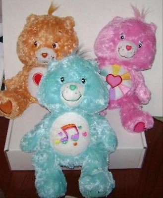   BEARS * LOT OF 3 FLUFFY PLUSH FLOPPY BABY MUSIC HEARTS & RAINBOWS