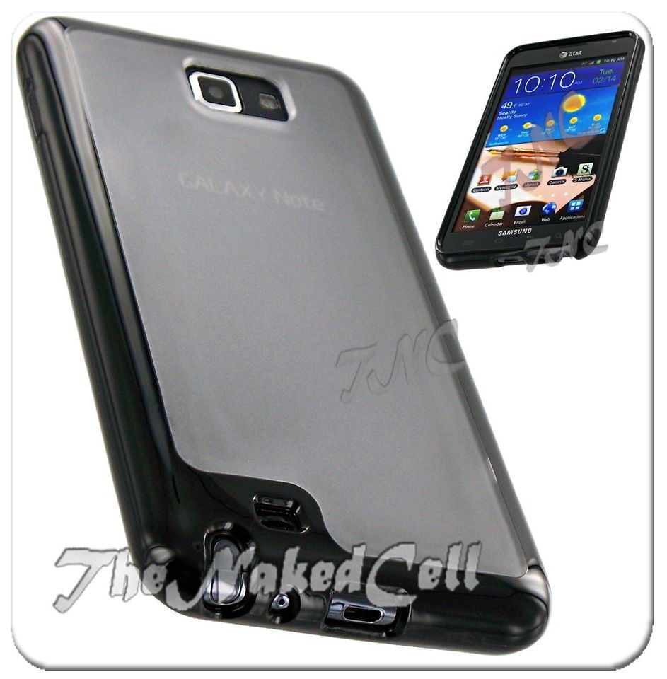   GALAXY NOTE BLACK CLEAR TPU GEL GUMMY HARD COVER CASE SKIN ACCESSORY