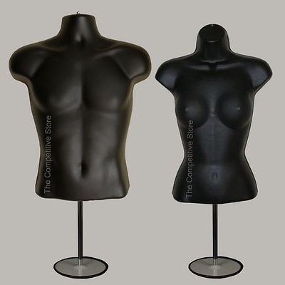   Female (Waist Long) W/ Base Mannequin Forms Set   S M Sizes   Black