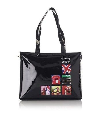 HARRODS BEAR NEW SEASON LARGE LONDON 2012 PHOTOS BLACK SHOULDER TOTE 