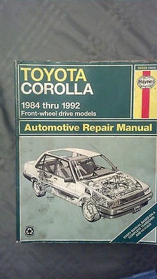 Haynes Toyota Corolla Automotive Repair Manual 1984 1992 Front Wheel 