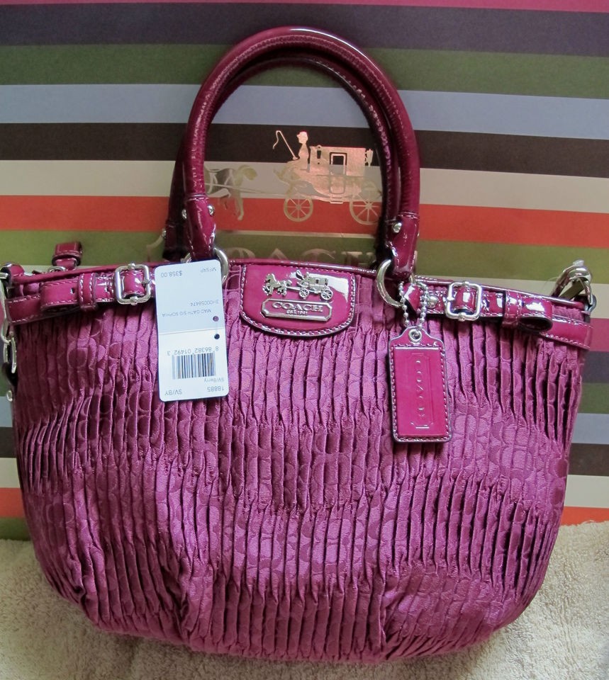   Madison Gathered Signature Sophia Satchel Handbag 18885 $358 FREE SHIP