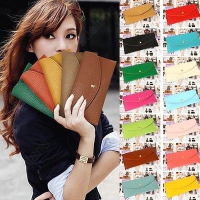 Womens Retro PU Leather Envelope Clutch Evening Bag Handbag Purse 