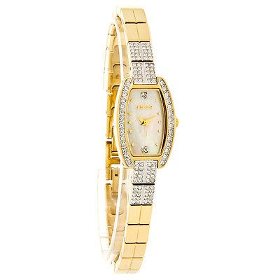 Elgin Womens Gold Plated Italian Mesh Watch with Diamond EG042