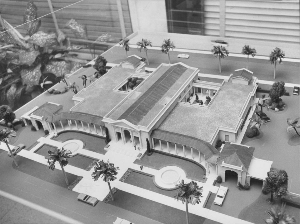 Circa 1965 Fine Arts Museum Aerial View Palm Trees Columns Porch Press 