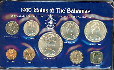 Bahama Islands 1970 Uncirculated Coin Set   Franklin Mint   JD846