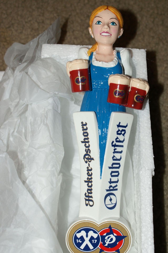 NEW Hacker Pschorr Oktoberfest Tap Handle Lady Holding Beer Mugs *NICE 