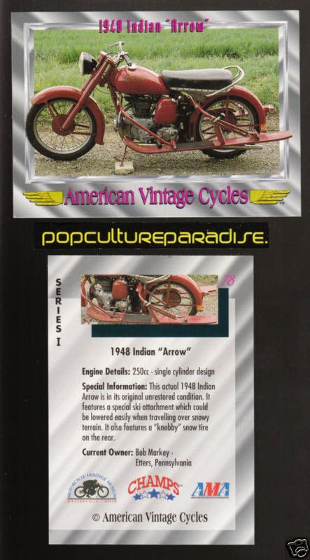 1948 INDIAN ARROW 250cc BIKE Vintage Motorcycle CARD