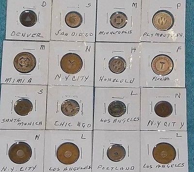     (16) Transportation Tokens Honolulu, L.A., N.Y., Florida, More