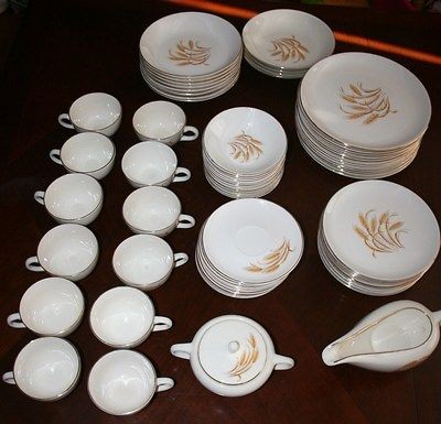 71 Piece Lot Vintage Homer Laughlin Golden Wheat Pattern 22 K Gold 