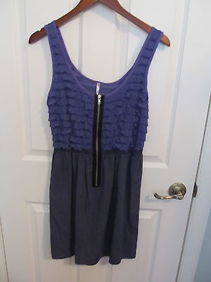 Honey Punch dress  purple ruffle upper with denim skirt  SZ S