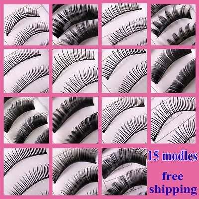 FALSE EYELASHES EYE MAKE UP NATURAL 15 MODLE SOFT THICK BLACK LONG 