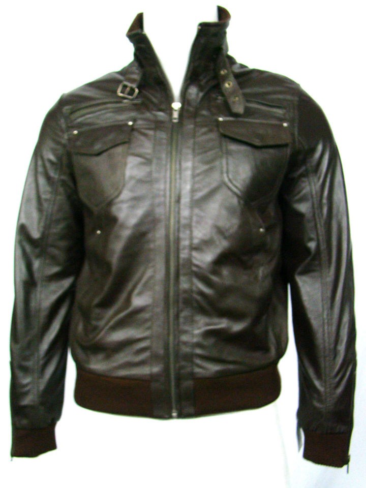 F16 MENS SYLIST BIKER FASHION TRENDY DESIGNER, BOMBER BROWN WAX 