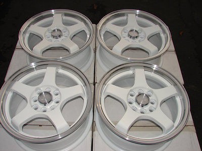 15 4x100 4x114.3 White Wheels Sephia Sonata Accord MR2 Elantra Cobalt 