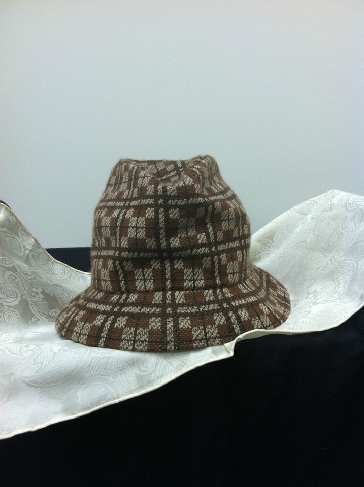 KANGOL Jacquard Player Tweed Tobacco Acrylic Blend LARGE nwt