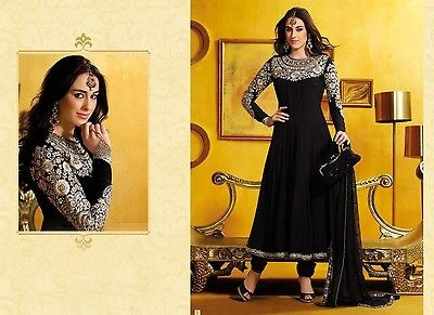 Indian Bollywood Ethnic salwar ECL Black Anarkali Full Length Express 