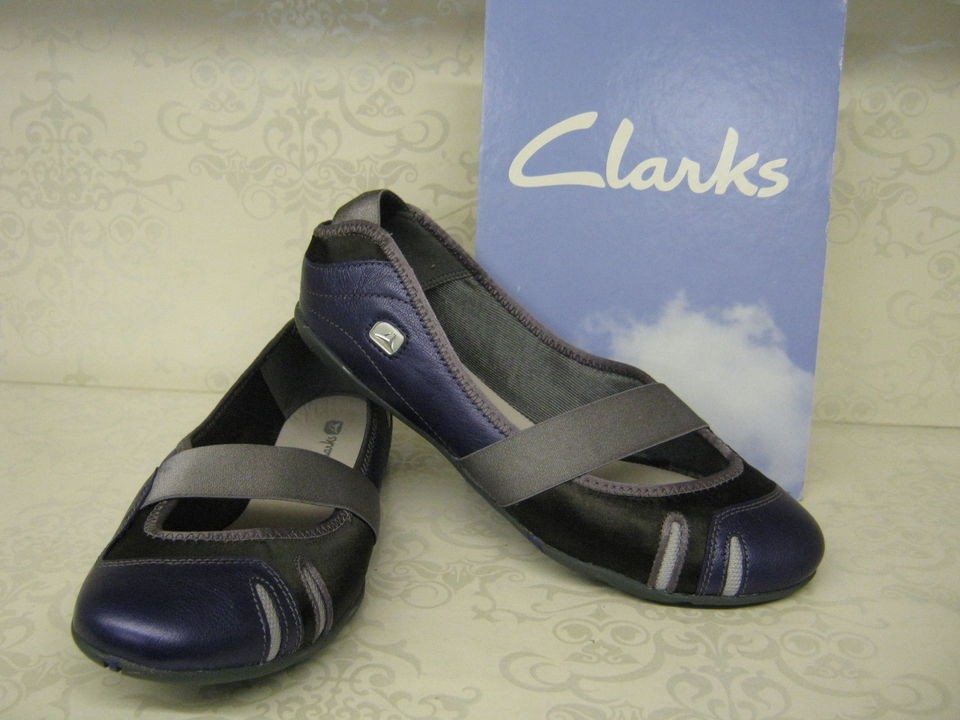 Clarks Idyllic Pump Dark Blue Leather Slip On Pumps