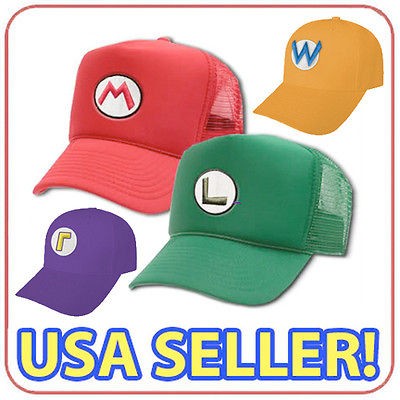 NEW SUPER MARIO + LUIGI BROS + WARIO + WALUIGI CAP HATS   SHIPPED FROM 