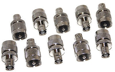 10 Lot BNC Female to UHF PL 259 Male Ham or Amateur Radio Adapter 