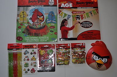 lot of 10 items angry bird banner mask confetti birthday