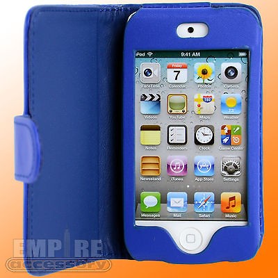 Blue Leather Folding Case For Apple iPod Touch iTouch 4G 4th Gen 