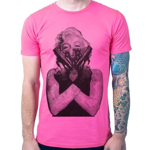 Marilyn Monroe Gun Tattoo Skull Grafitti Art design sexy men t shirt