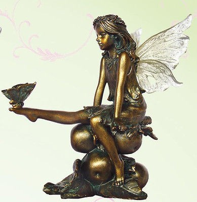 fairy butterfly on foot bronze statue figure 4 nib expedited