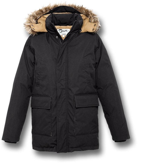 SCHOTT ICEBERG HOODED JACKET SNORKEL PARKA, BLACK