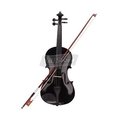 New 4/4 Black Acoustic Violin +Case +Bow +Rosin