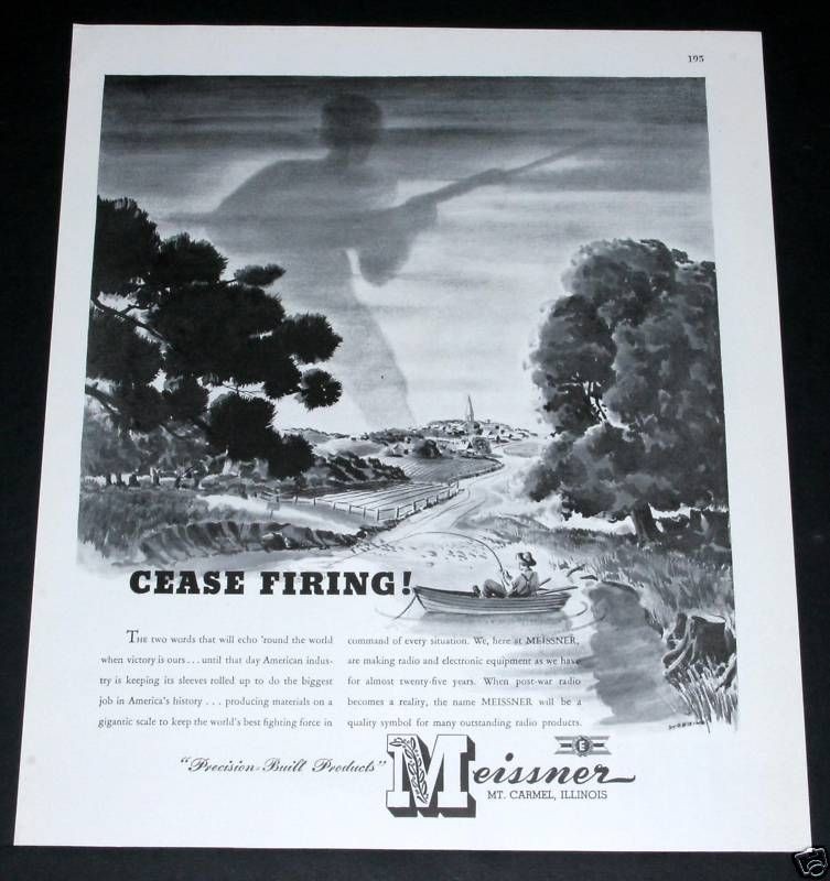 1943 OLD WWII MAGAZINE PRINT AD, MEISSNER RADIO PRODUCTS, STEBBING 